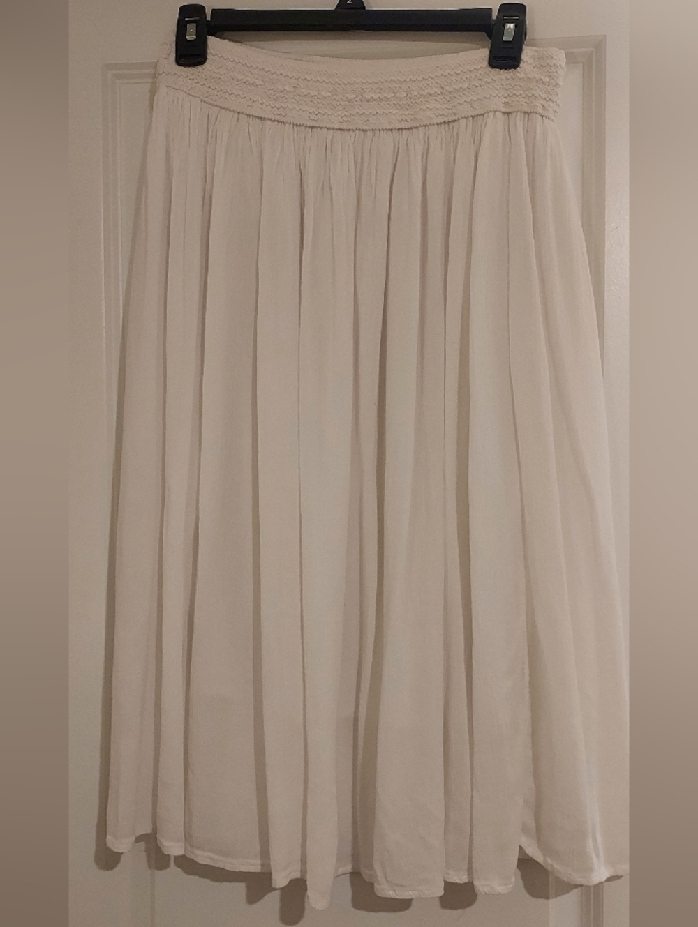 Gypsie Blu Womens S White Rayon Pull On Midi Skirt Full Gauzey Fairy Feminine